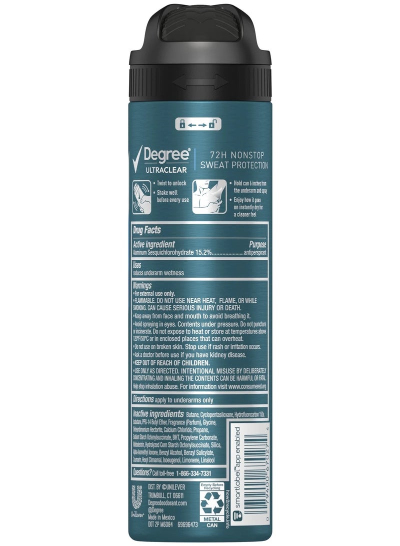 Degree Men Ultra Clear Black & White Antiperspirant Deodorant Dry Spray – Fresh 72 Hour (107 g) - Image 2